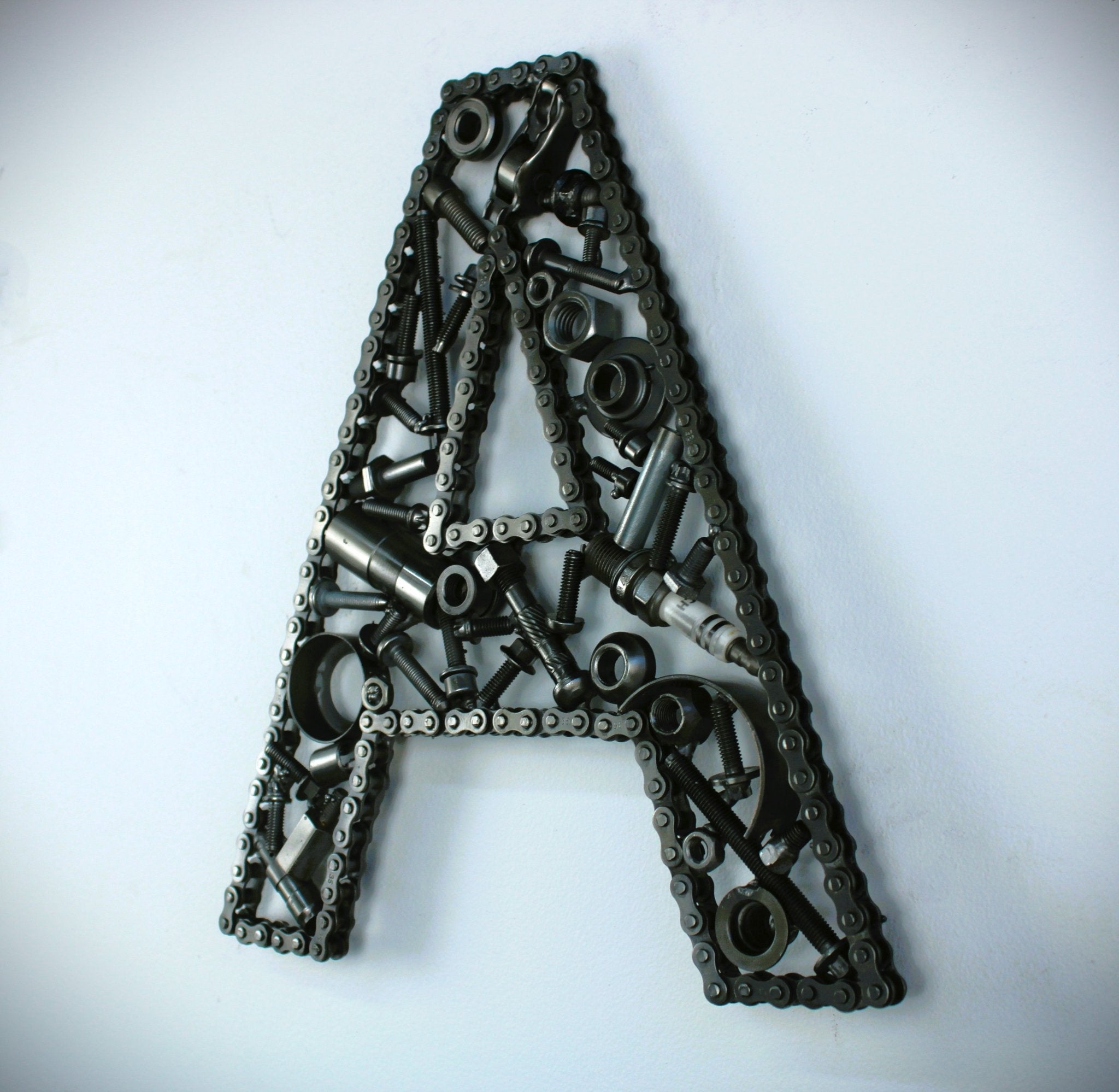 Car Part Letter A - Handmade Gift for Men, Repurposed Decor, Car Themed Sculpture - Ben's Auto Decor