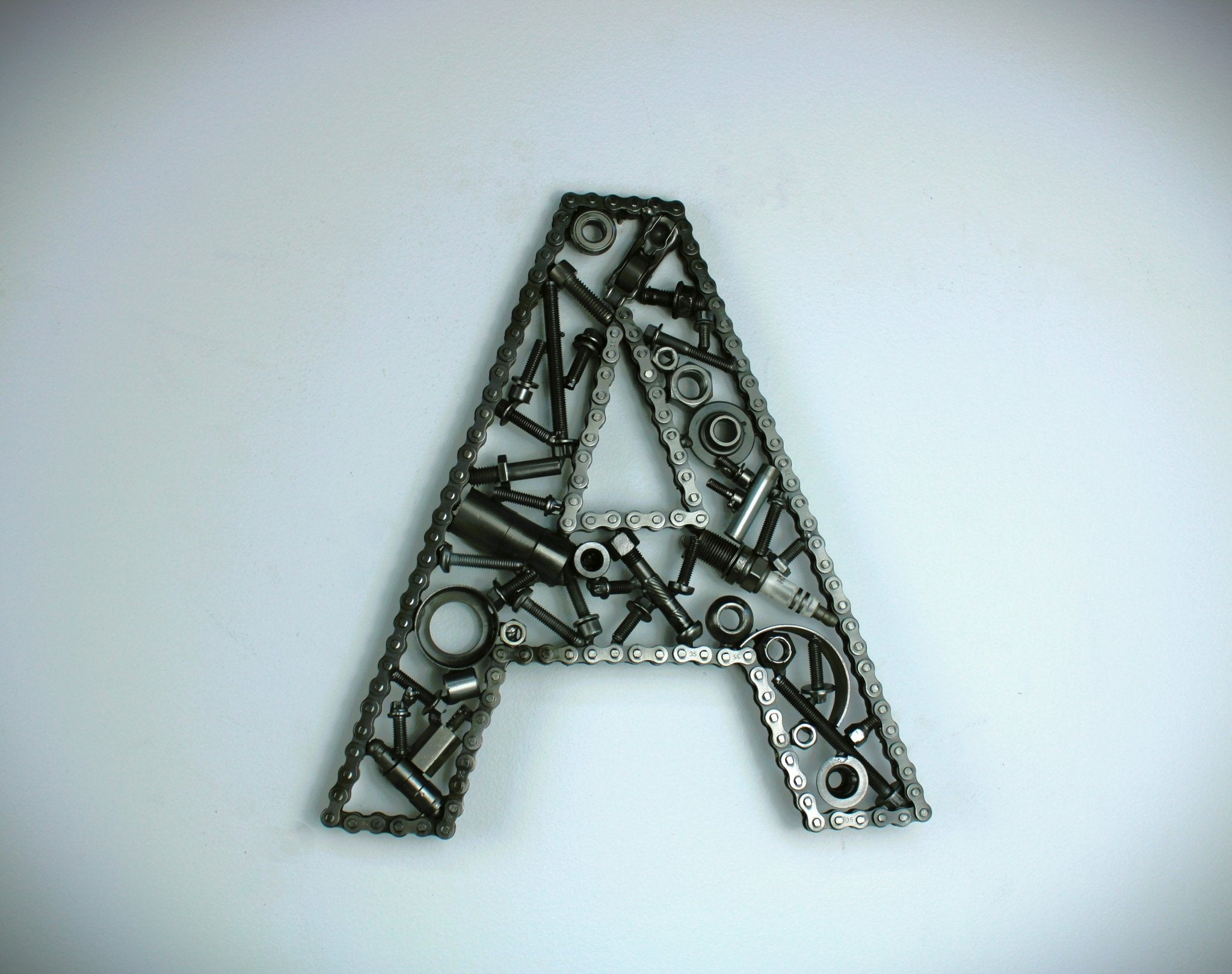 Car Part Letter A - Handmade Gift for Men, Repurposed Decor, Car Themed Sculpture - Ben's Auto Decor