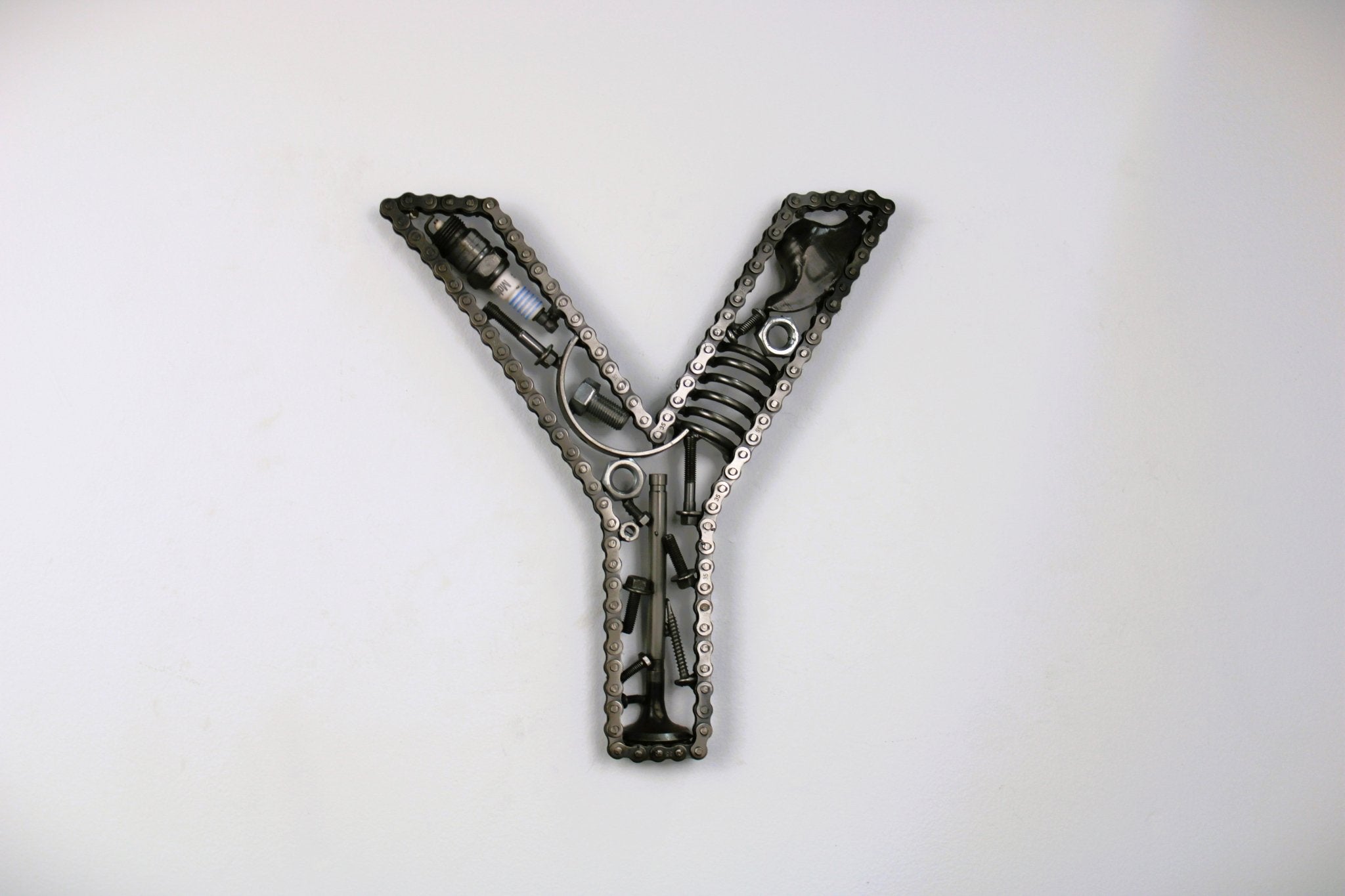 Car Part Letter Y - Personalized Car Part Art, Man Cave Decor, Petrolhead Gift - Ben's Auto Decor