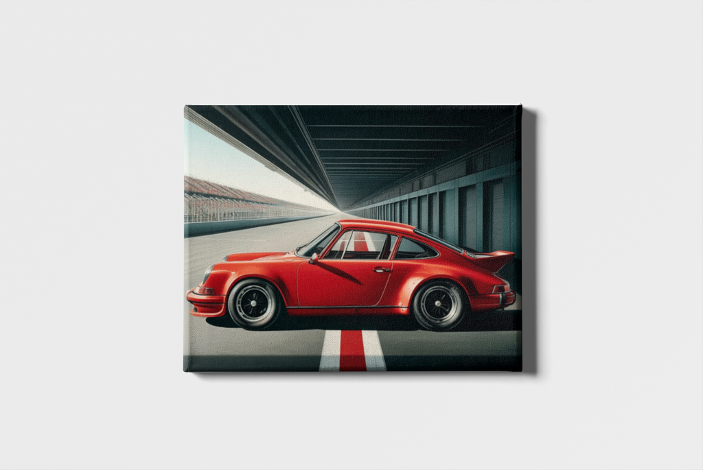 18x24 wall art featuring a classic red Porsche 911.