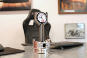 Piston Clock with White RPM Gauge Face - Unique Car Enthusiast Gift, Steampunk Clock for Gearheads, Automotive Decor - Ben's Auto Decor